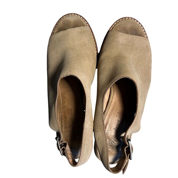 Madewell Cary Sandal Faded Birch Women Sz 7 Suede Block Heels Slingback Open Toe - Picture 10 of 10